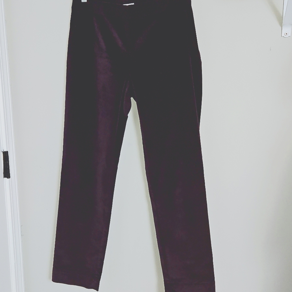 J.Jill Corduroy Burgundy Side Zip Flat Front Pants Size 8 - Picture 2 of 12